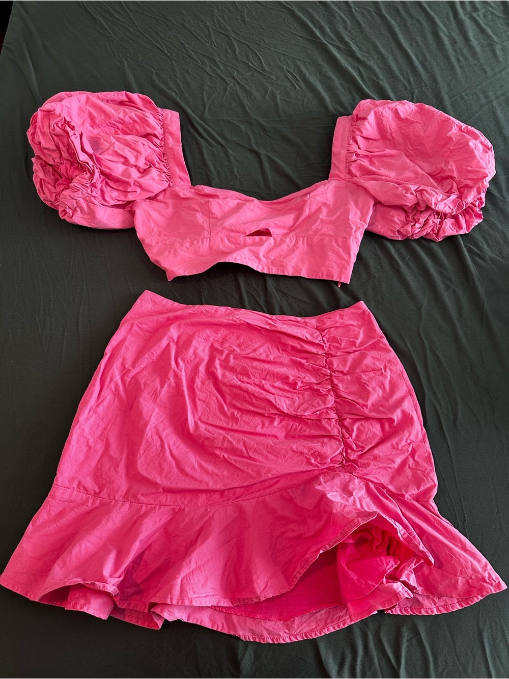 Showpo Bright Hot Pink Ruched Ruffle Mini Skirt